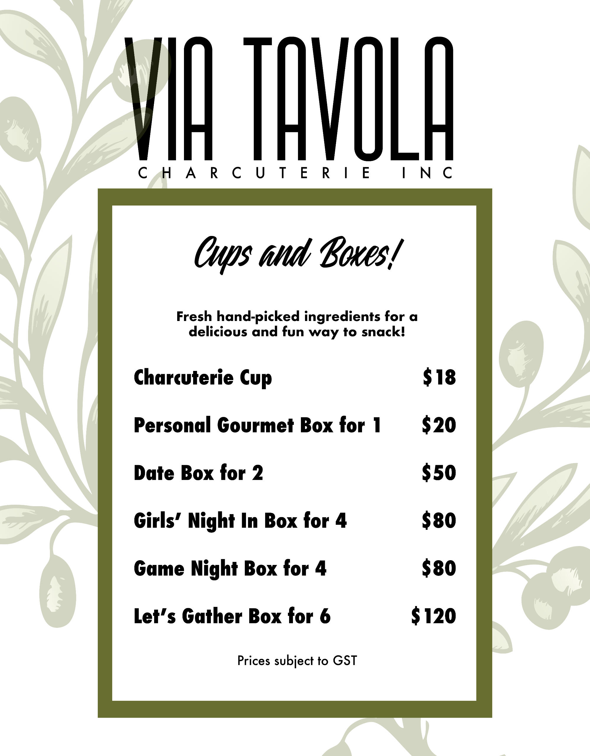 Cups and Boxes Menu Image